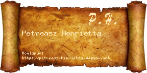Petreasz Henrietta névjegykártya