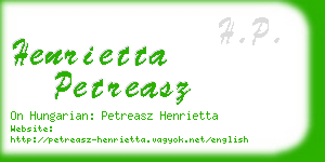 henrietta petreasz business card